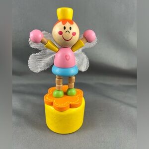 Keycraft Fairy Push Puppet. Wood retro toy.Height 41/2” inches
